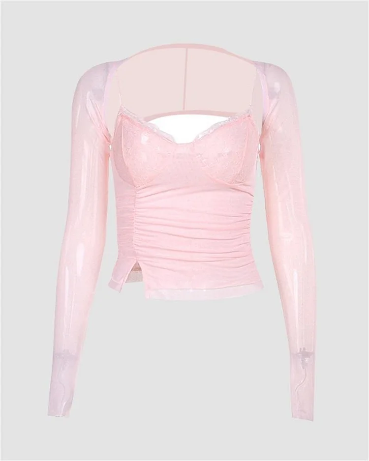 Lace Trim Cami Bolero Top