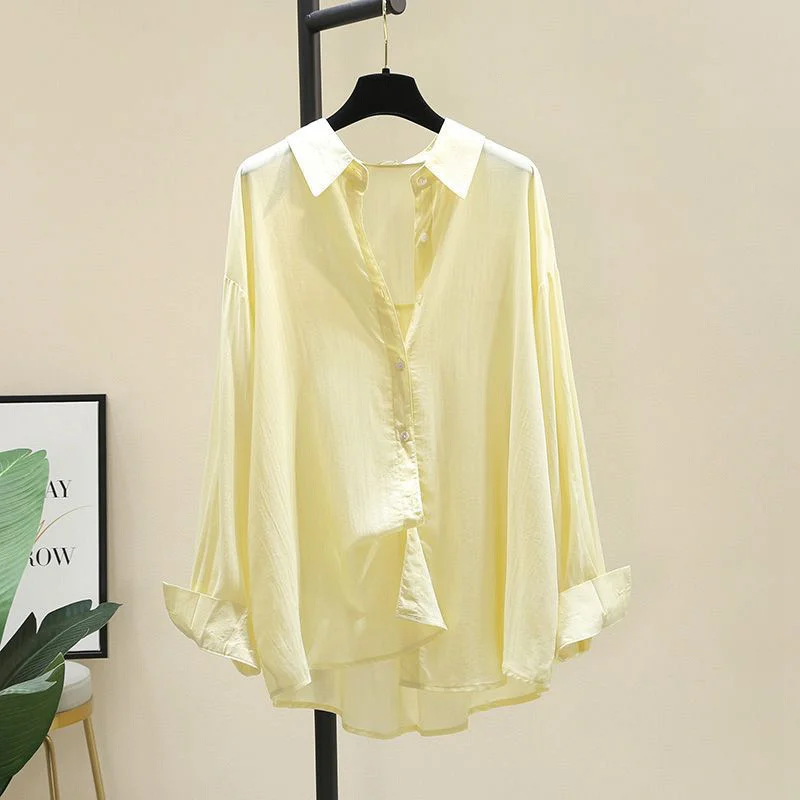 Uveng Uveng Summer Wearing Long-Sleeved White Soft Shirt Women's Korean Version Of Loose Leisure Thin Shirt