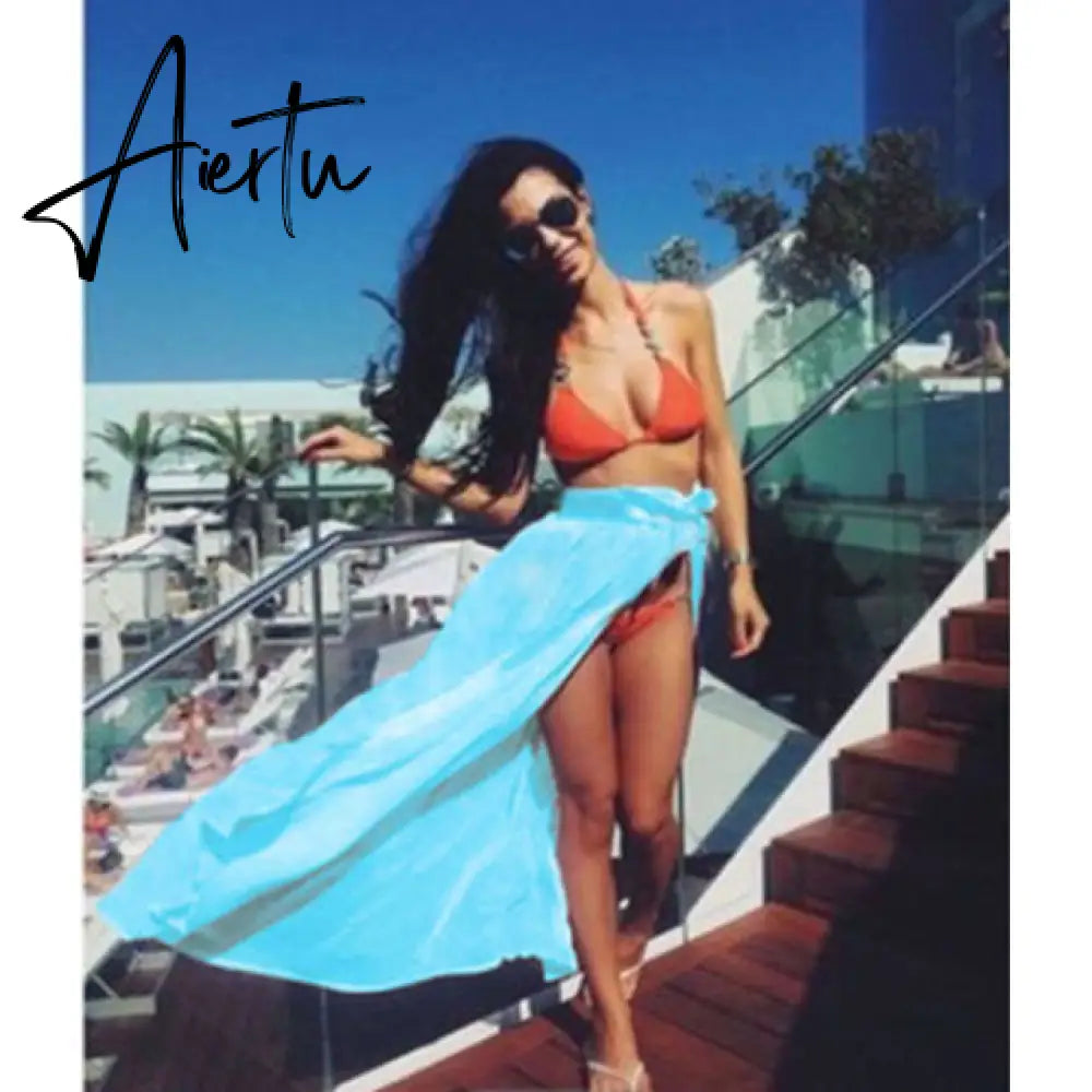 New Fashion Summer Women Swim Beach Wear Bikini Cover Ups Hot Sale Cloak Sheer Mini Wrap Shirt Sarong Pareo Smock Aiertu