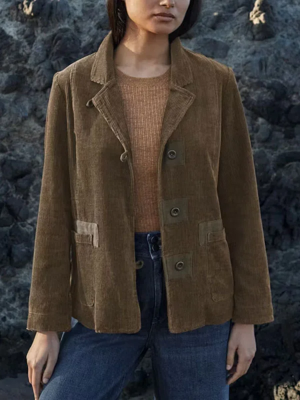 Simple Retro Corduroy Ladies Jacket