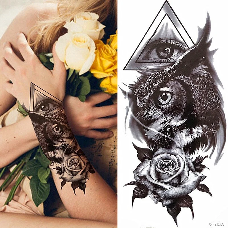 Wolf Tiger Manipulator Temporary Tattoo Sticker Waterproof Skull Flower Compass Eagle Deer Body Arm Sleeve Fake Totem Women Man