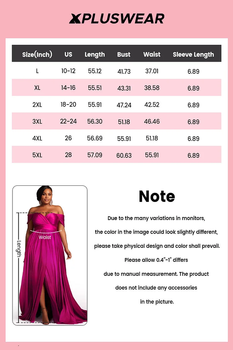 Xpluswear Design Plus Size Formal Black Off The Shoulder Cap Sleeve Split  Crinkle Chest Satin Maxi Dresses [Pre-Order]