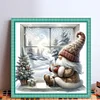 Gnome By The Window In Winter - 14CT Stamped Cross Stitch - 40*40cm