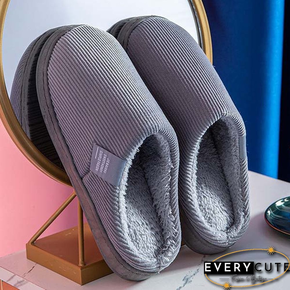Winter Warm Cotton Slippers Women Men Home Shoes Simple Non-Slip Indoor Slides Corduroy Couple Slipper Female Shoes