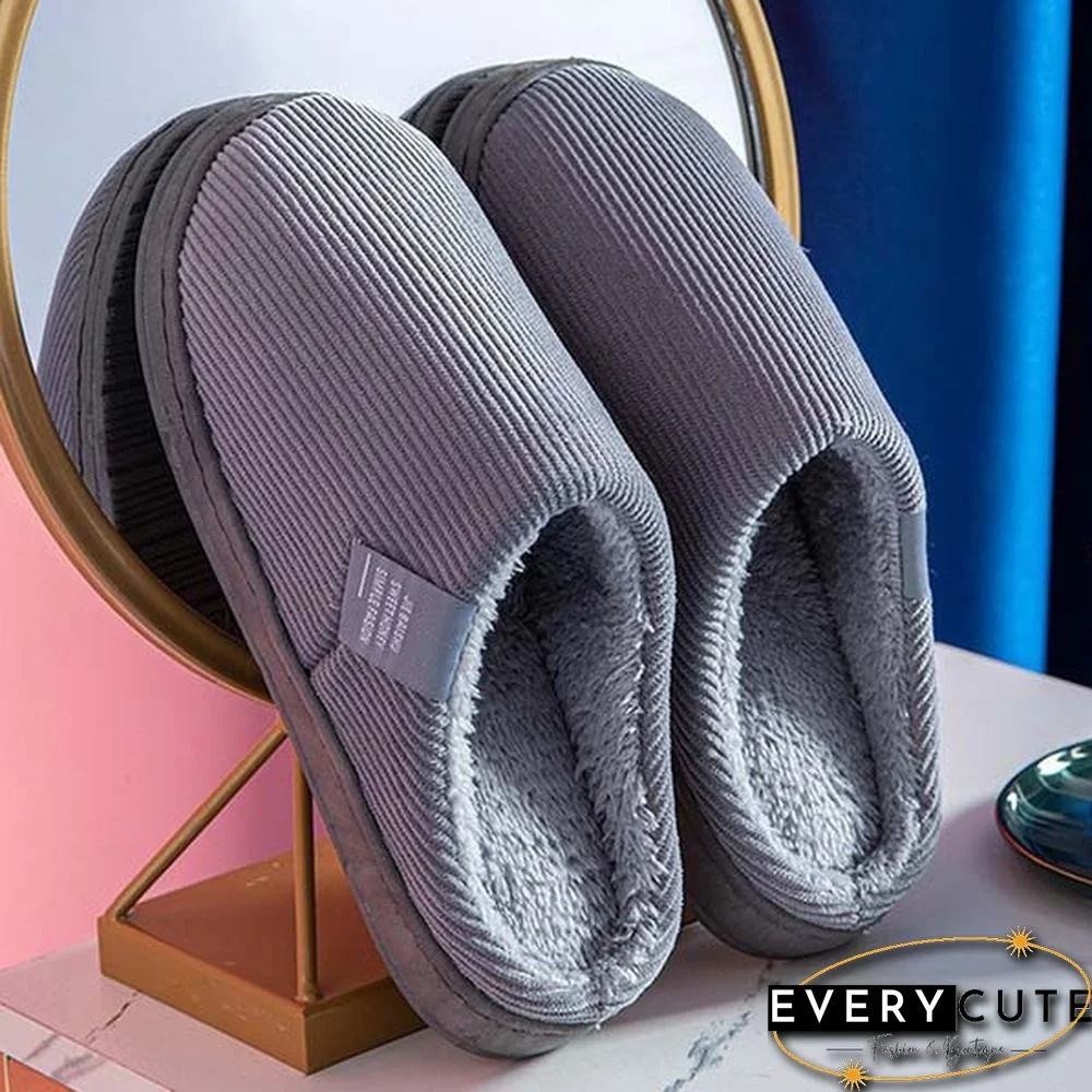 Winter Warm Cotton Slippers Women Men Home Shoes Simple Non-Slip Indoor Slides Corduroy Couple Slipper Female Shoes