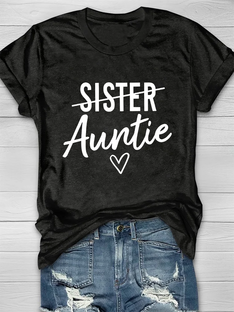 Sister Auntie Print Casual T-shirt