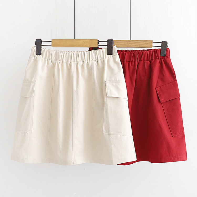 High Waist Pure Color Casual Skirt - Modakawa Modakawa