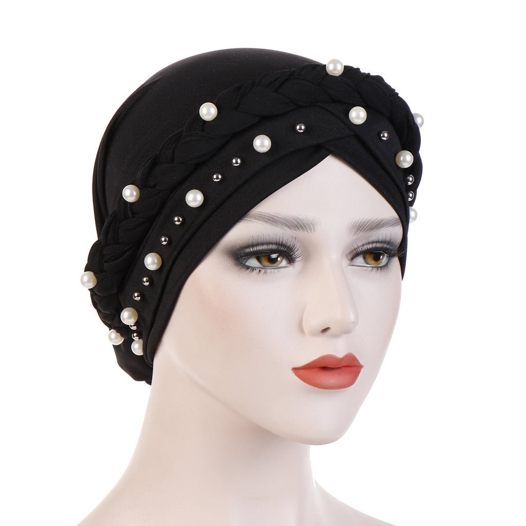 Women's Pearl Muslim Turban Hat Cap