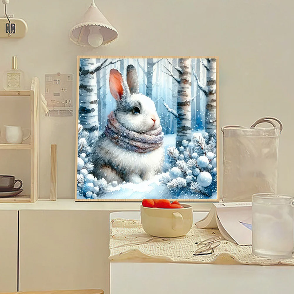 Diamond Painting - Full Round Drill - Winter Rabbit(Canvas|30*30cm)