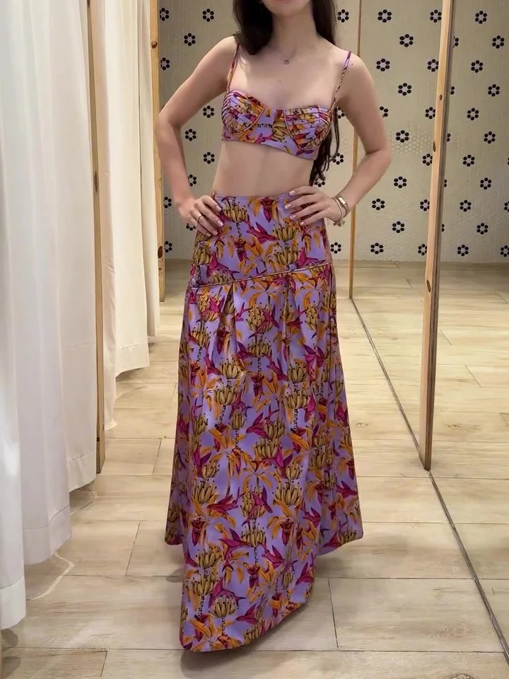 Holiday Floral Top & Skirt Set