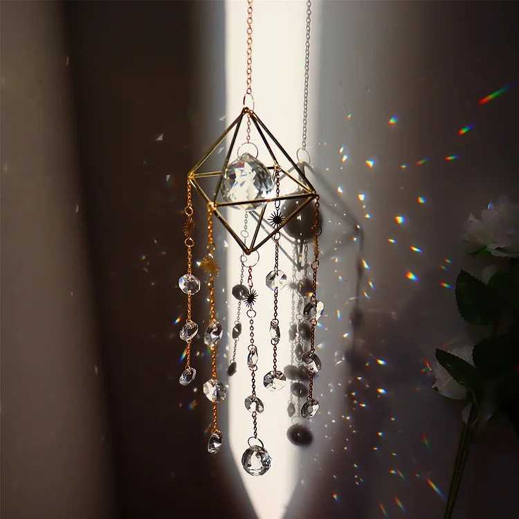 Crystal Windchimes Ornament Lighting Ball Home Hanging Pendant Decor (C)