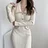 Cardcake gold prom dresses 2025 New Autumn Chic Knitted Dresses for Women Solid Slim Elegant High Waist A Line Korean Sweater Dress Winter Female Knitwear