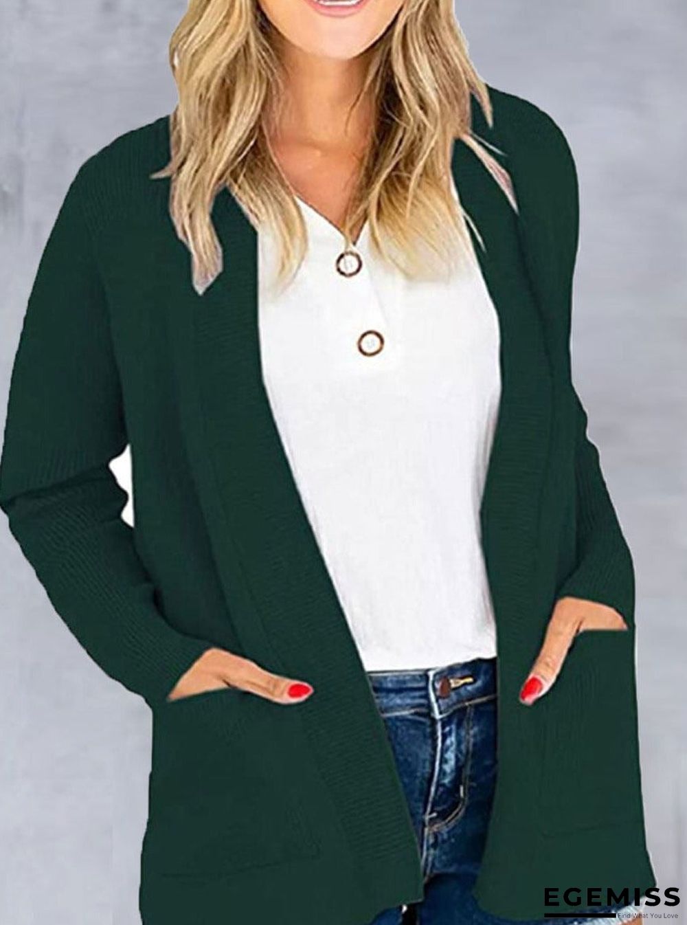 Casual Loose Solid Color Sweater Cardigan | EGEMISS