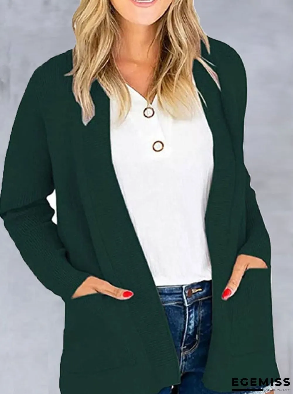 Casual Loose Solid Color Sweater Cardigan | EGEMISS