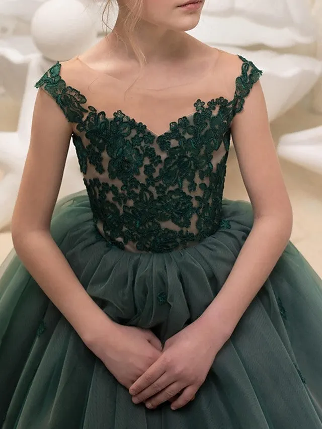 A-Line Sleeveless Jewel Neck Flower Girl Dress with Lace Bow main image 0