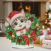 Xmas Wreath Kitten Special Shaped 2D Flat DIY Diamond Painting Ornament