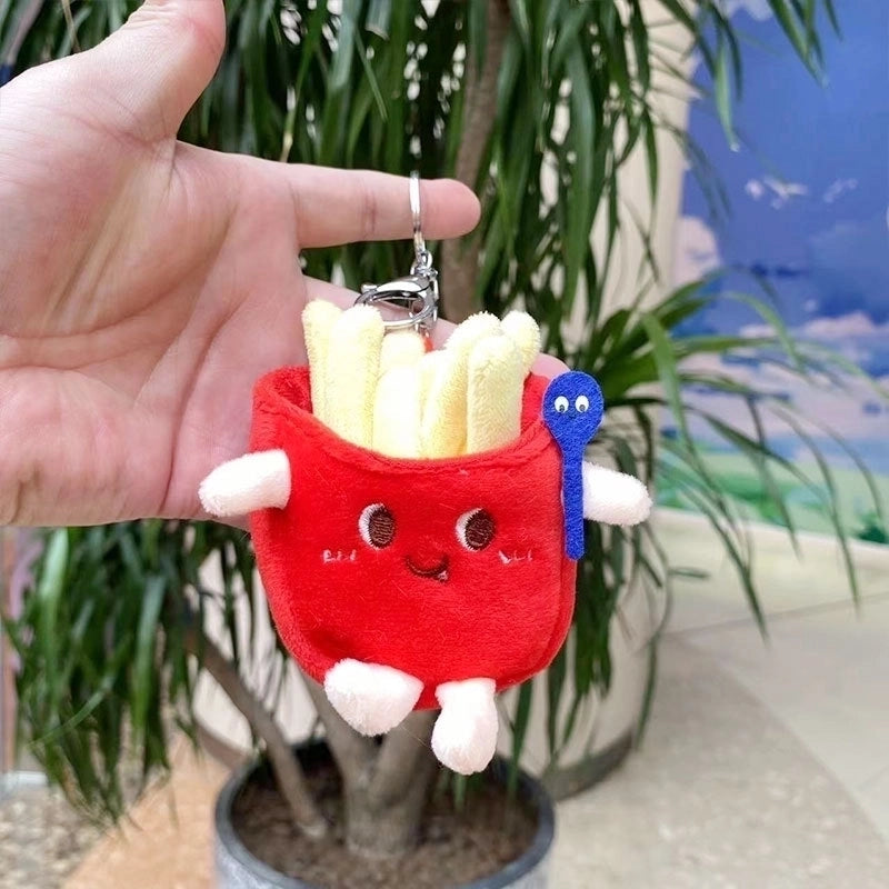 3 Pieces Cute Novelty Toast Hamburger Hot Dog Pp Cotton Plush Unisex Bag Pendant Keychain