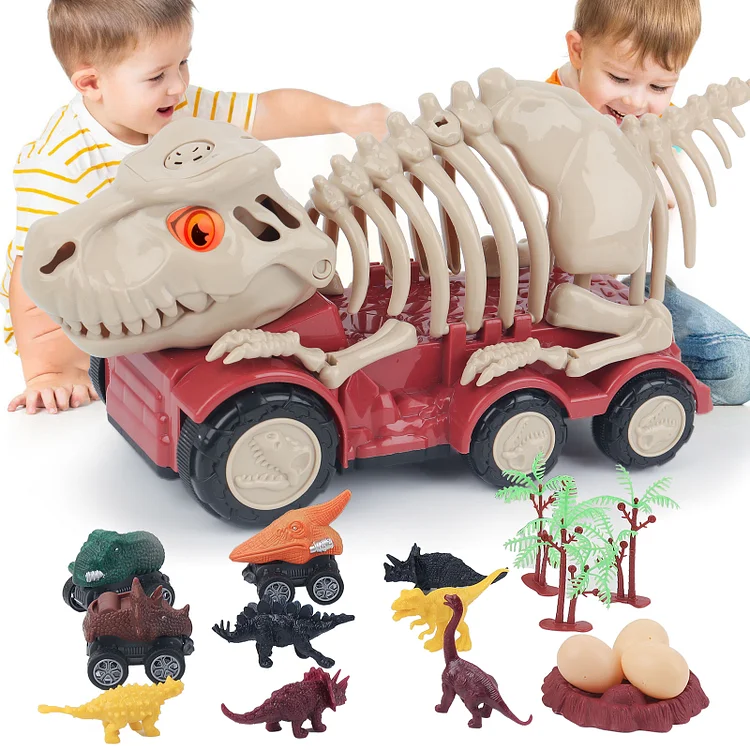 Risehigh Dinosaur Truck Toys for Kids 3-5 Years, Dinosaur Transport Car Carrier Truck with Sound Light, Dino Figure& Eggs, Dinosaur Play Set for 3 4 5 6 Year Old Boys Girls Birthday Christmas Gifts