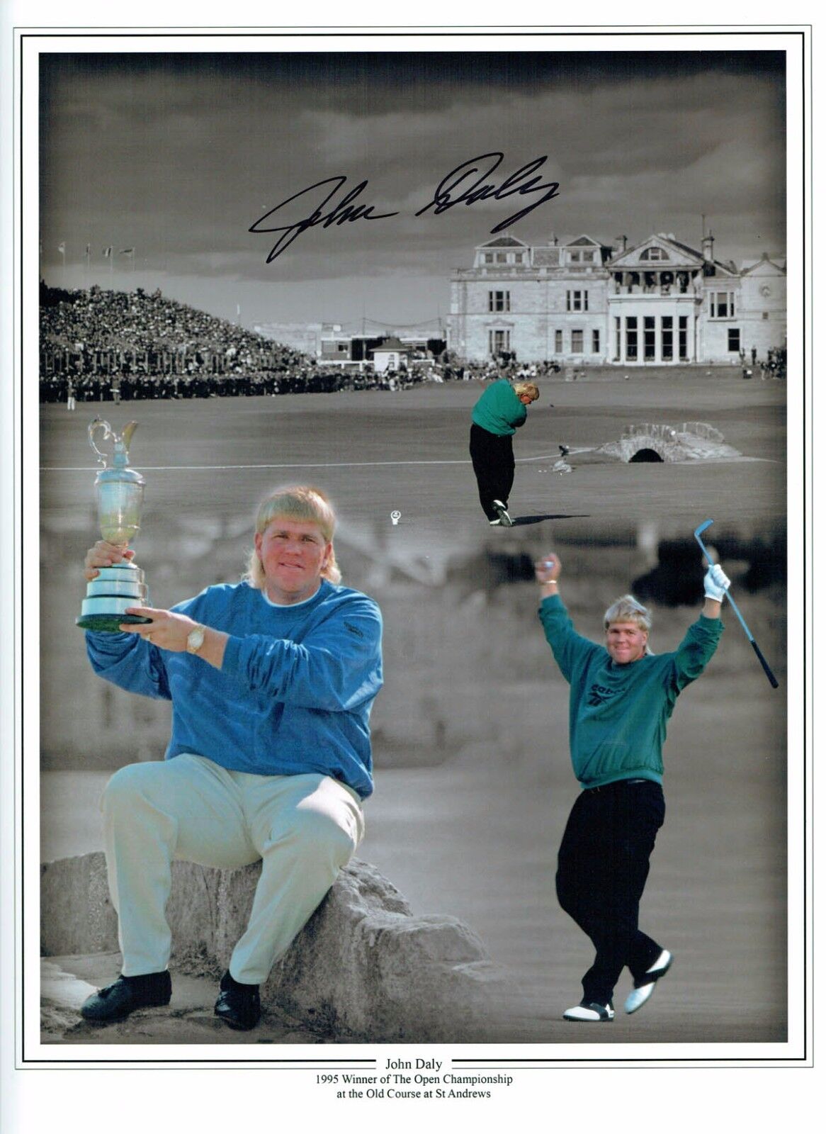 John DALY SIGNED 16x12 Montage Photo Poster painting AFTAL Autograph 1995 COA Open Golf Winner