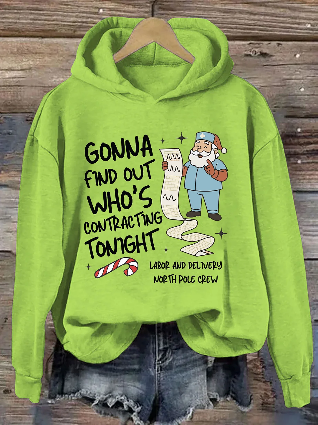 Ob-Gyn Santa: Christmas Contracting List Humor Hoodie