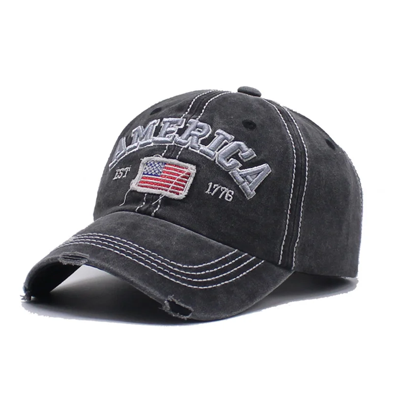 Men's Women's American Flag Embroidered Washed Retro Cap-inspireuse