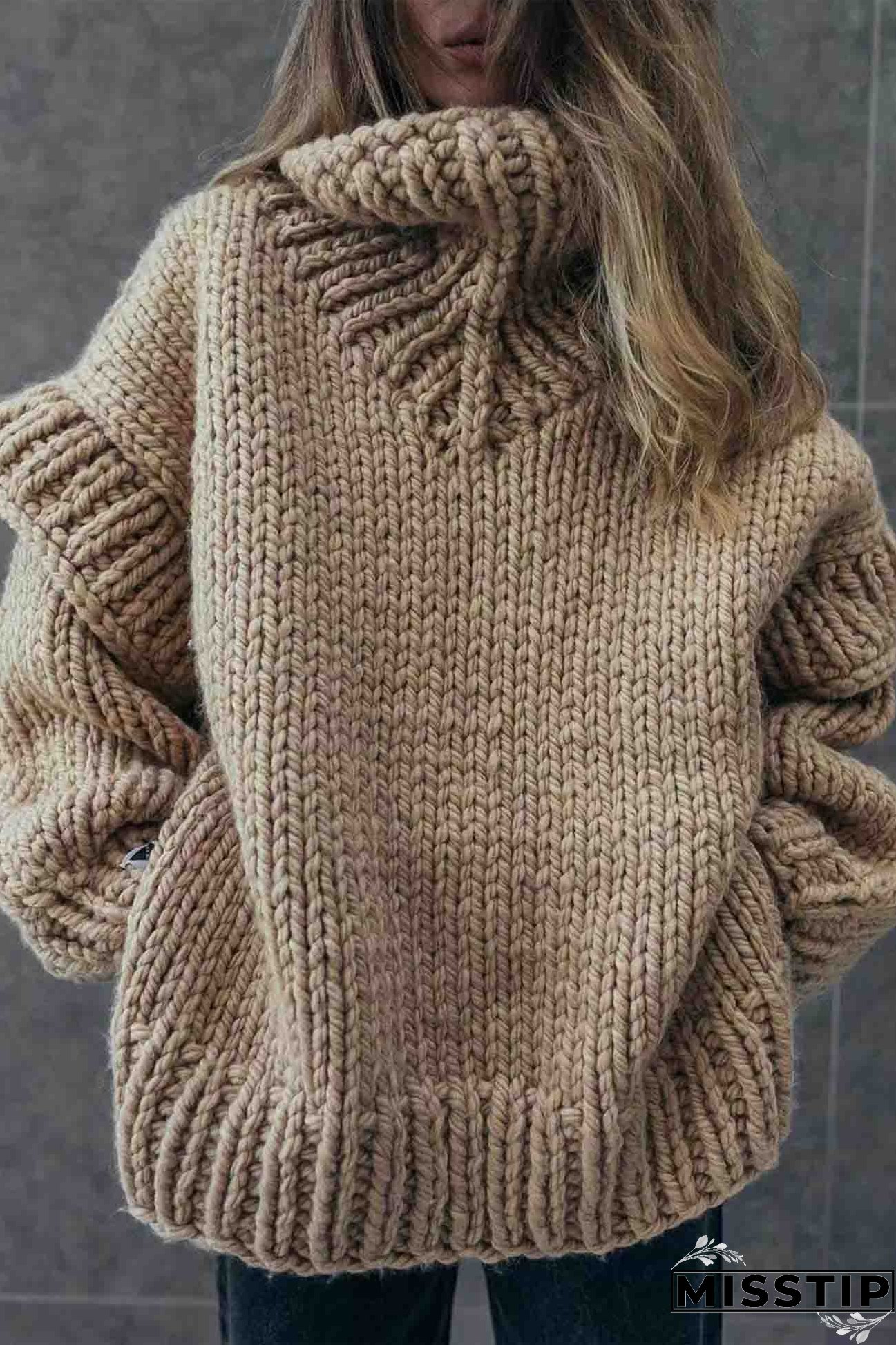 Solid Long Sleeve Cowl Neck Sweater