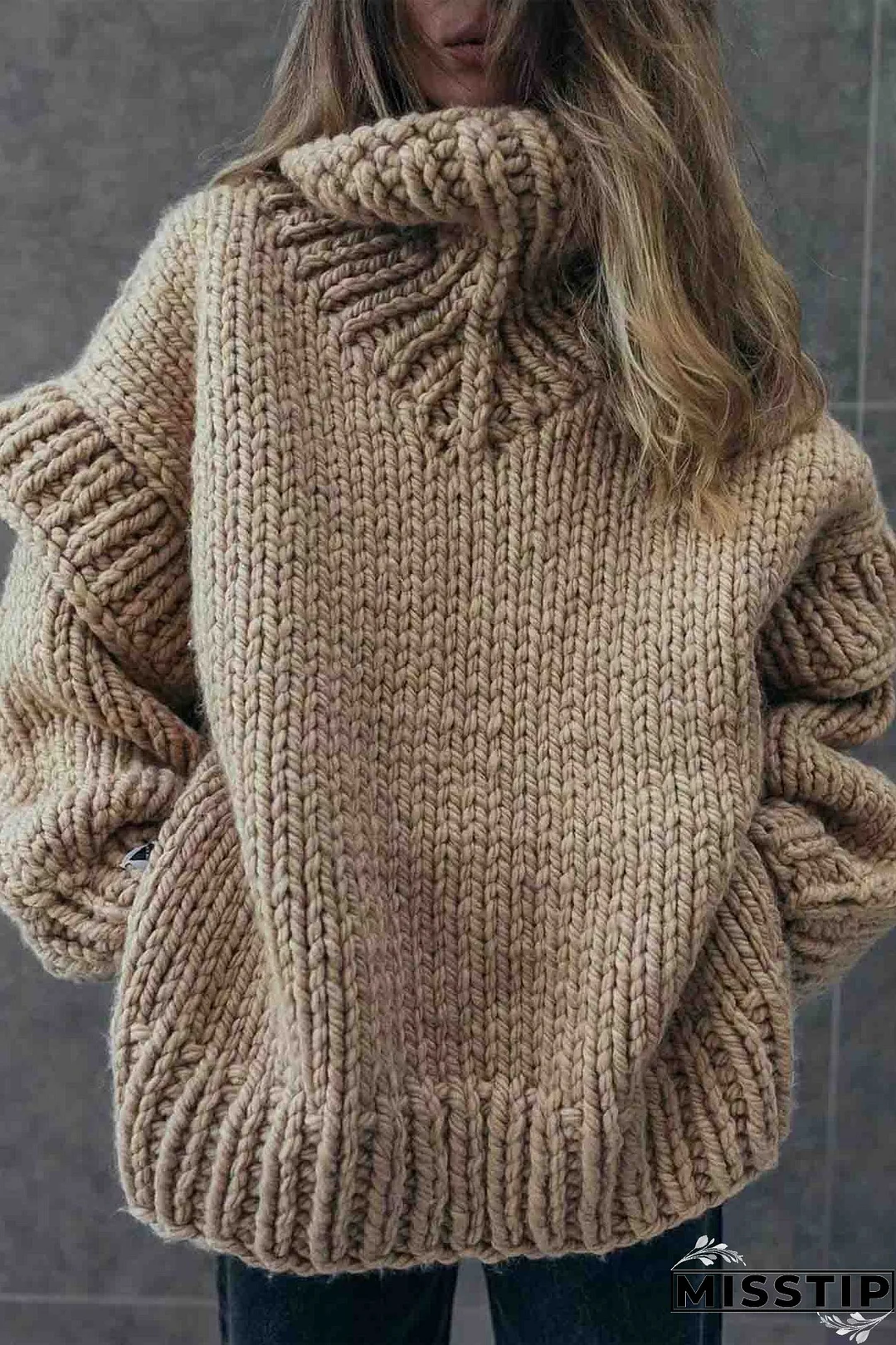 Solid Long Sleeve Cowl Neck Sweater