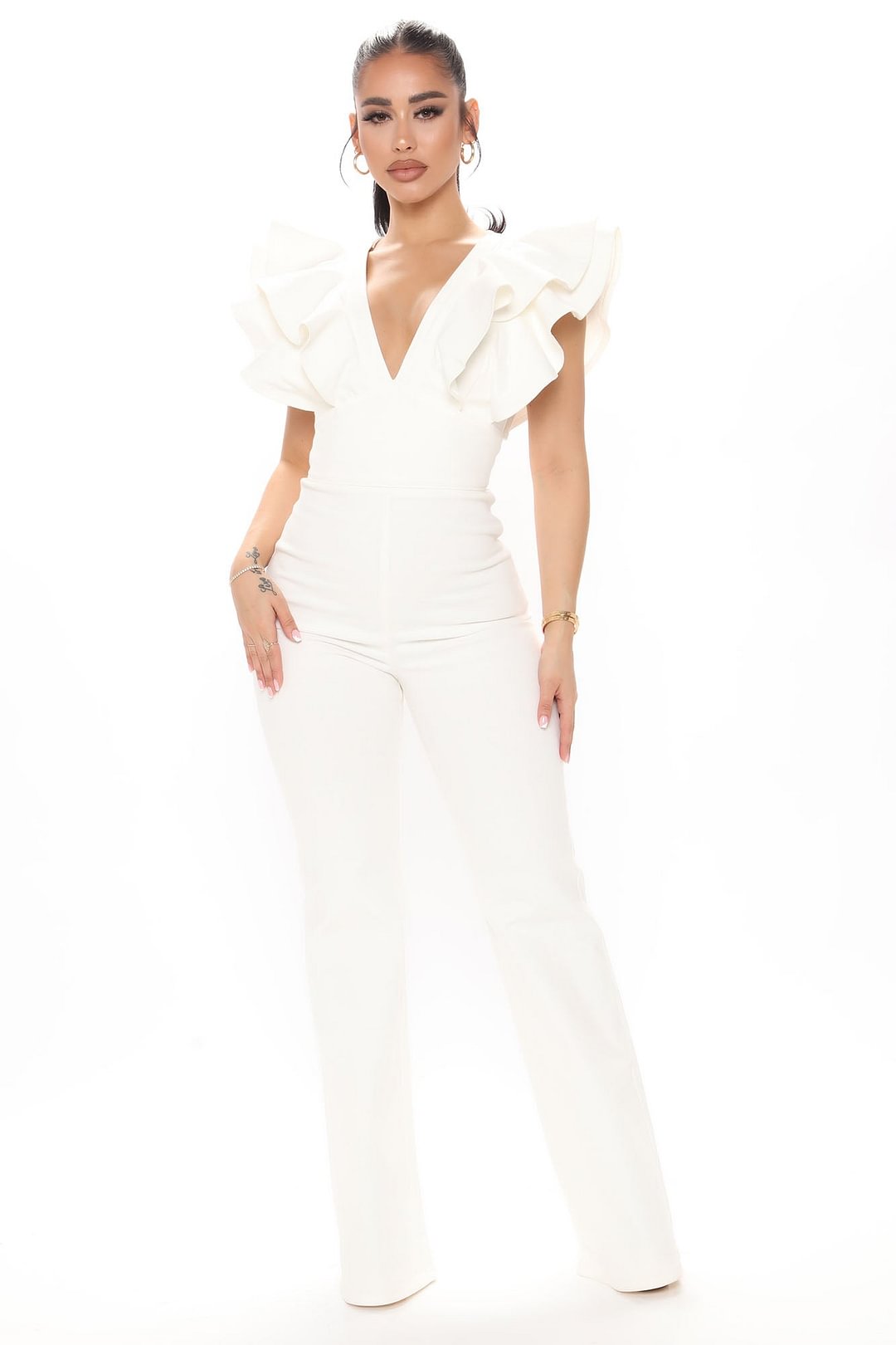 Can't Deny This Denim Jumpsuit - White