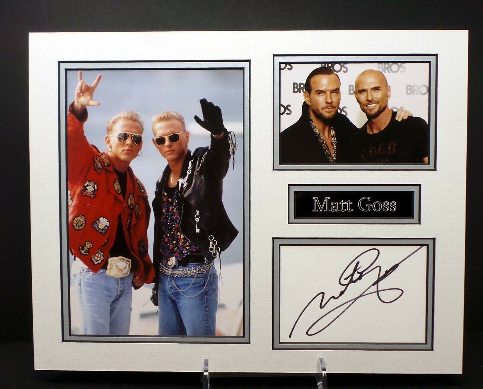 Matt GOSS Bros 70's Singer Signed Mounted 14x11 Photo Poster painting Display 3 AFTAL RD COA