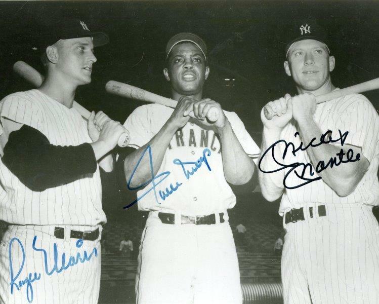 REPRINT - ROGER MARIS - WILLIE MAYS - MICKEY MANTLE Yankees 8 x 10 Photo Poster painting RP