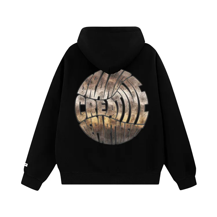 Letter Printed Hooded Sweatshirt Street Retro Loose Pullover Hoodie at Hiphopee