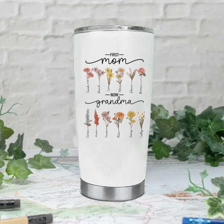 Birth Flower Family Custom Stainless Steel Tumbler