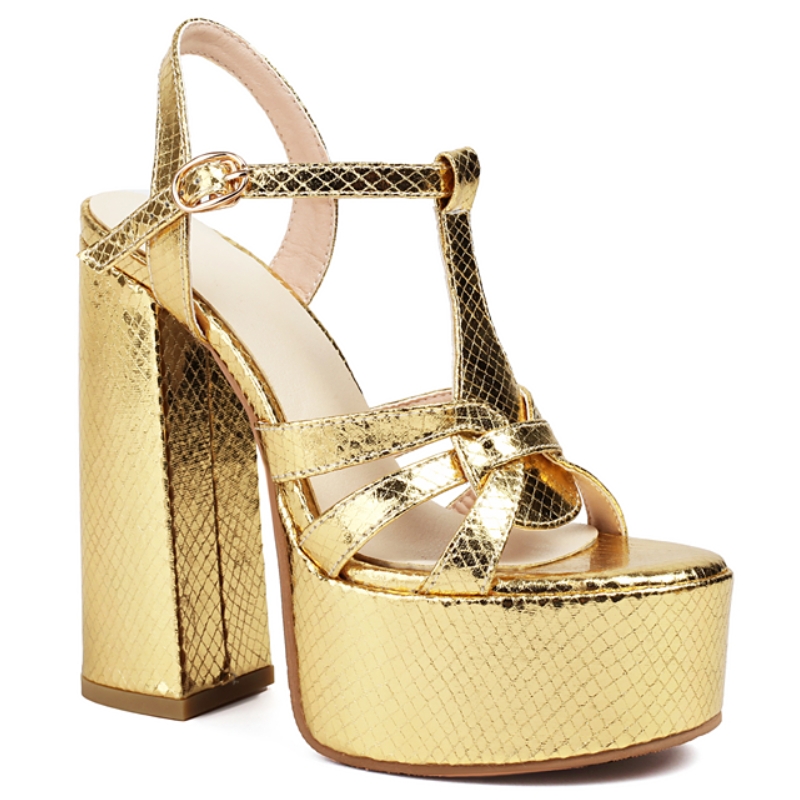 Sandals Shoes For Women Platform High Heels Flip Flops Gold Silver White