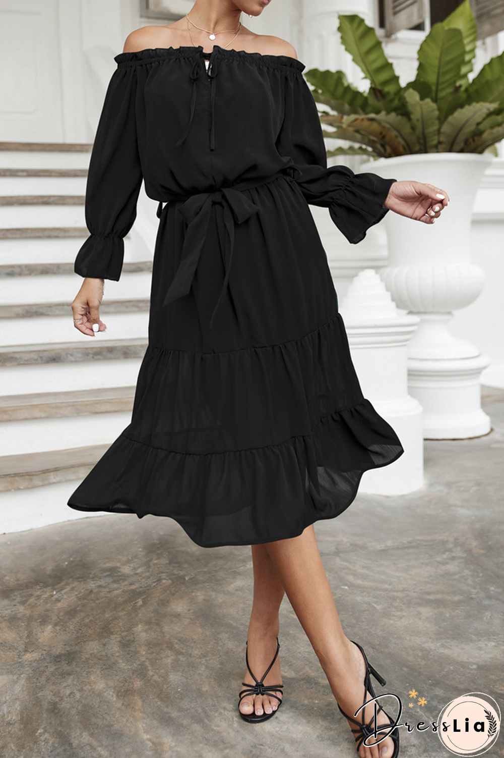 Casual Solid Split Joint Off The Shoulder Straight Dresses(3 Colors)