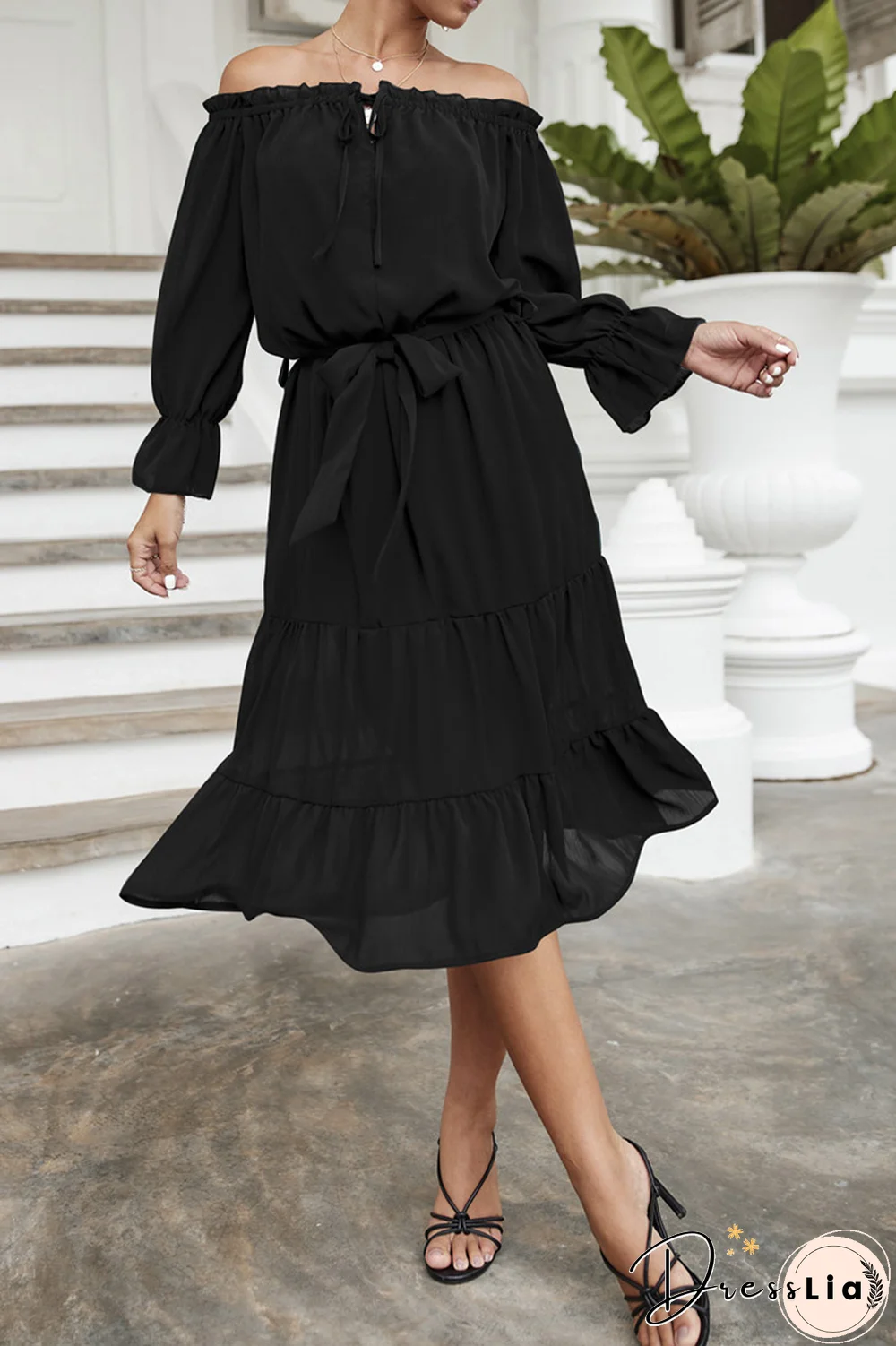 Casual Solid Split Joint Off The Shoulder Straight Dresses(3 Colors)