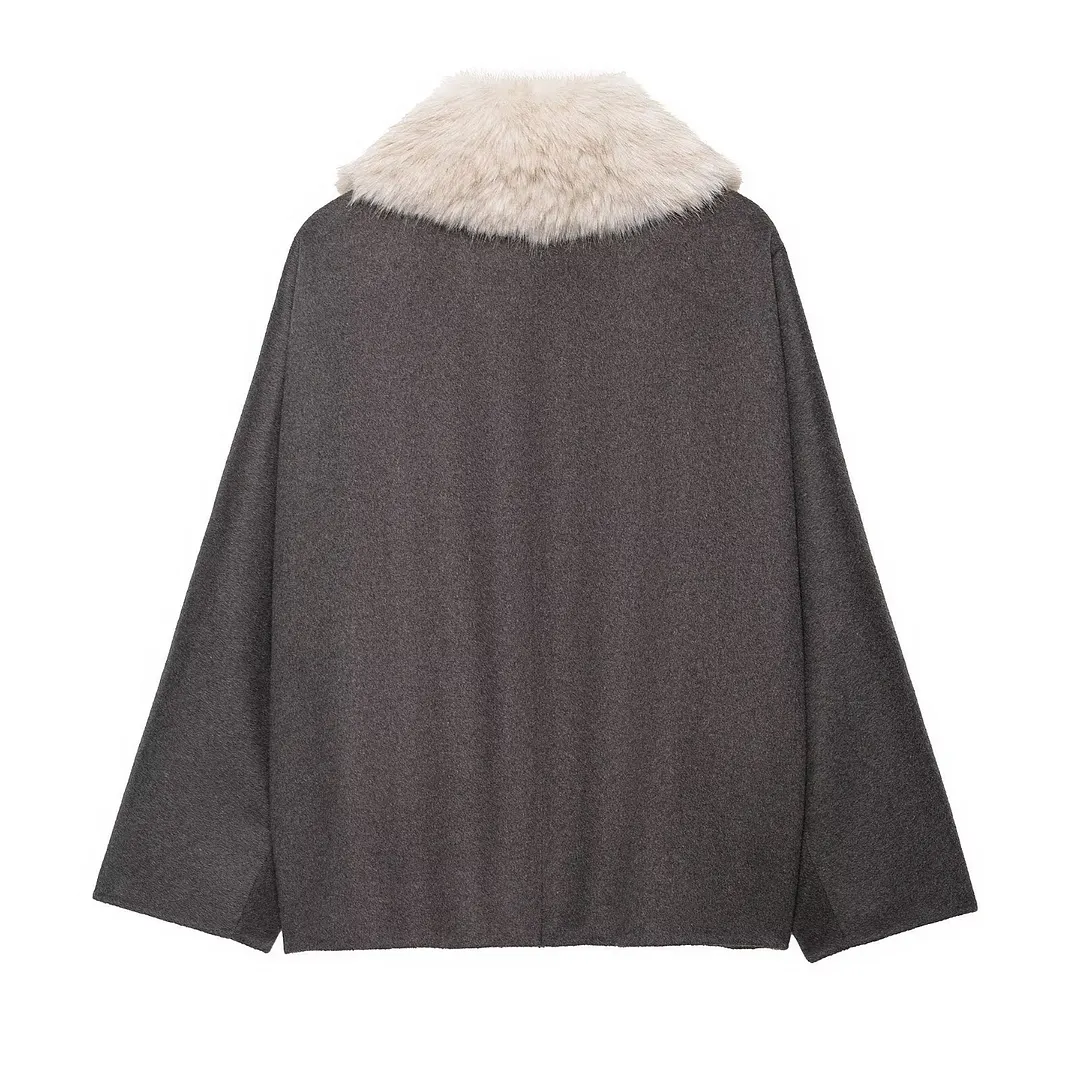 Nigikala Nigikala New Fashion Temperament Woman Made Fur Effect Necking Jacket 7522241