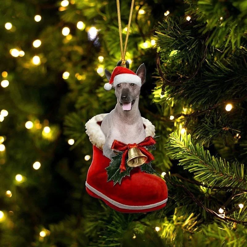 VigorDaily Xoloitzcuintli In Santa Boot Christmas Hanging Ornament SB207