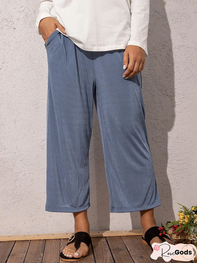 Blue Knitted Casual Pant