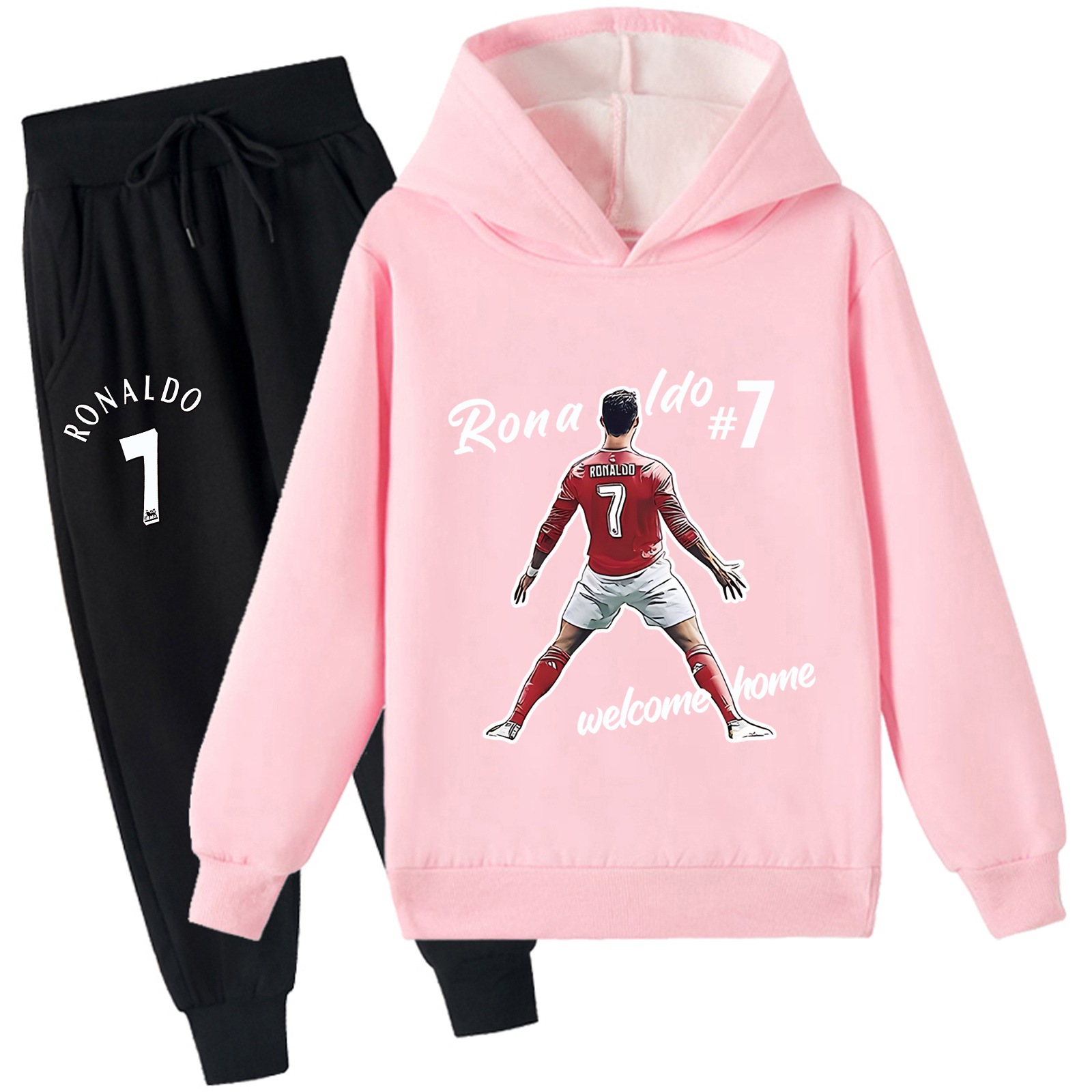 Mayoulove Cristiano Ronaldo Fleece Hoodie Set for Kids - Cool Boys  Girls Sportswear, Trendy  Comfortable Outfit-Mayoulove
