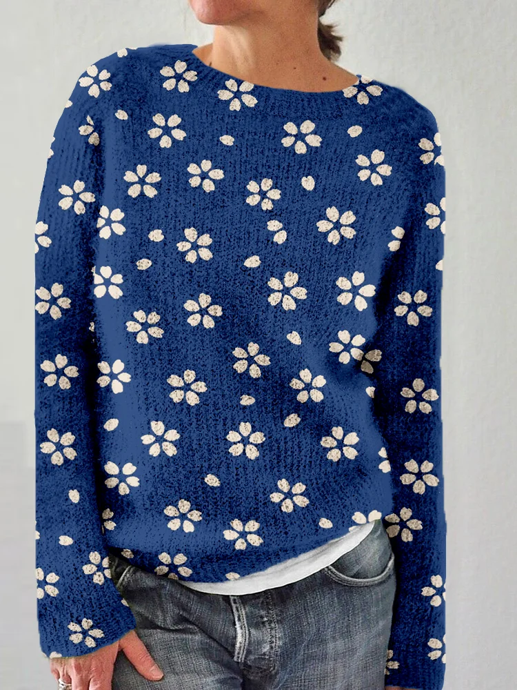 Japanese Cherry Blossom Art Graphic Cozy Sweater