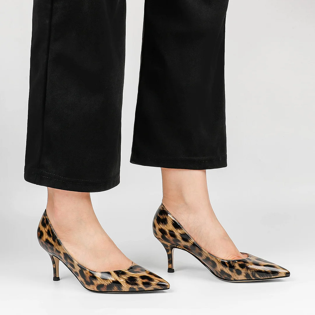 60mm Pointed Toe Kitten Heels Daily Gradient Colors Patent Pumps for Women-MERUMOTE