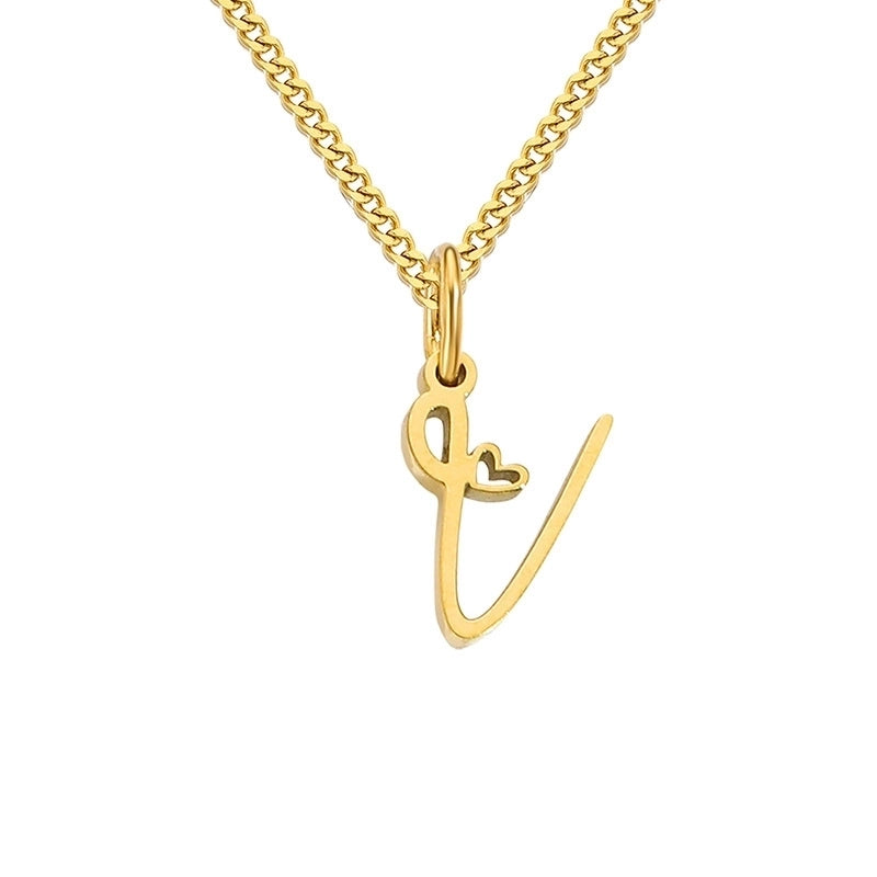 Stainless Steel Minimalist Plating Letter Solid Color Pendant Necklace