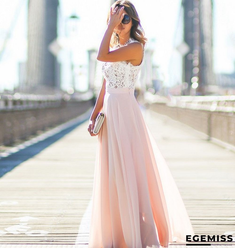 Lace Stitched Chiffon Extra Long Dress | EGEMISS
