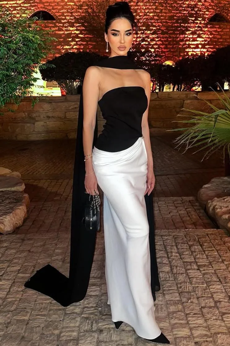 Hellodresses Sleeveless Strapless Mermaid Long Prom Dress With Pleated Ruffles 