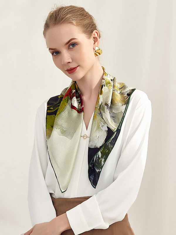 Silk Scarf Oil Painting Style Scarf-Chouchouhome
