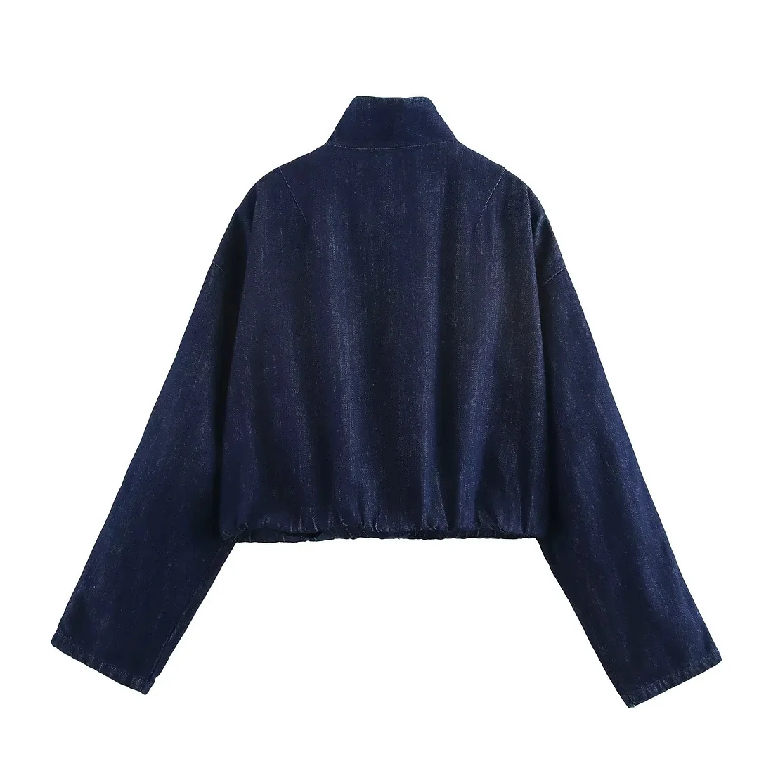 Nigikala Nigikala Women's INS Explosion Fashion Casual Splicing Striped With Denim Jacket + Trousers Set