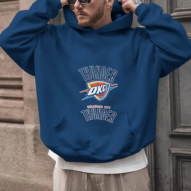 Oklahoma City Thunder Printed Hooded Pocket Pullover Hoodie