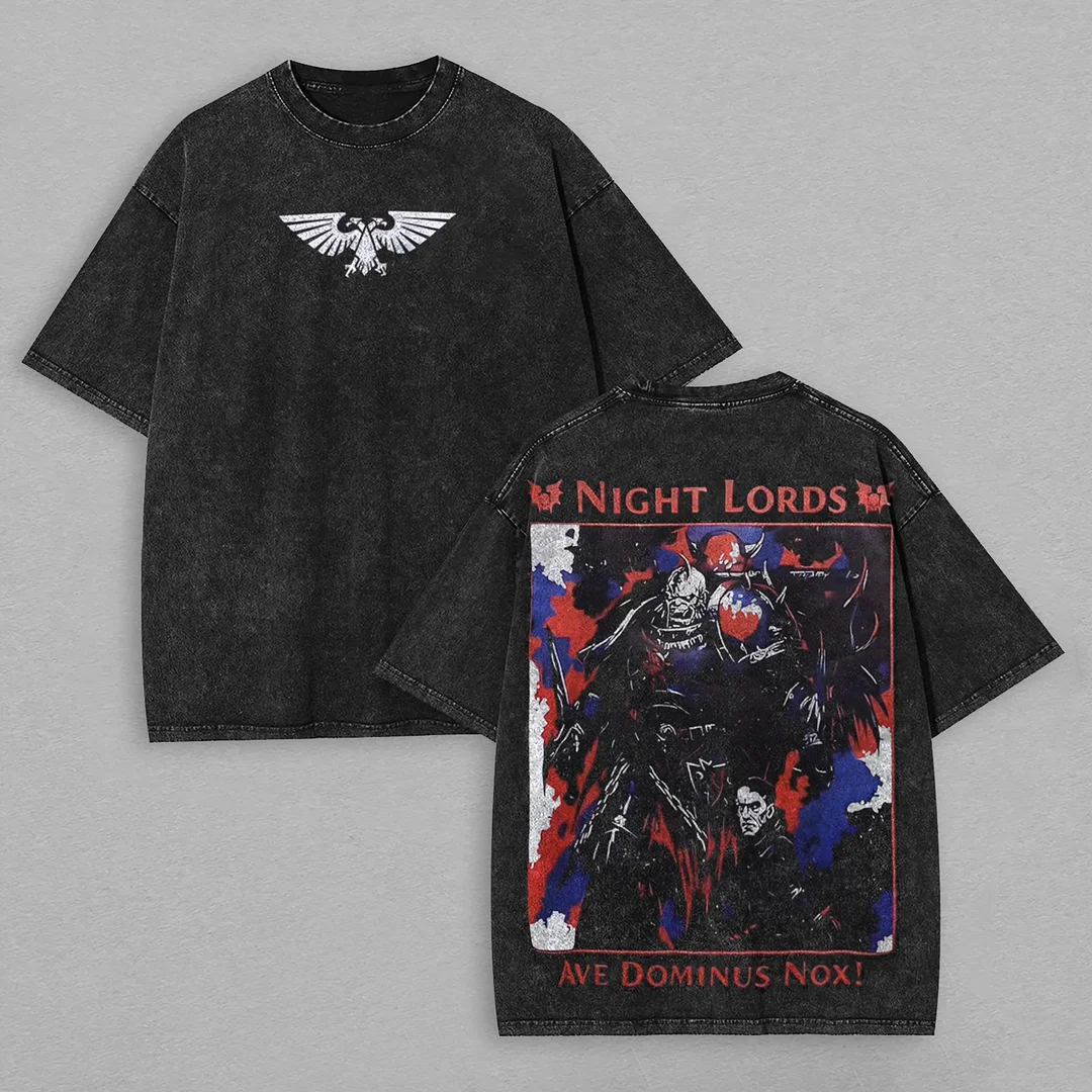 Warhammer 40k night Lords Printed Unisex Washed T-Shirt