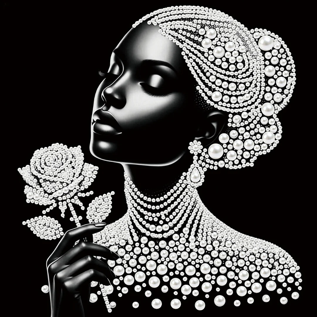 Rose Girl - DIY Pearl Diamond Art Kit With Frame 25*25cm
