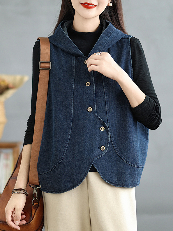 Irregular Hem Sleeveless Hooded Steert Vest
